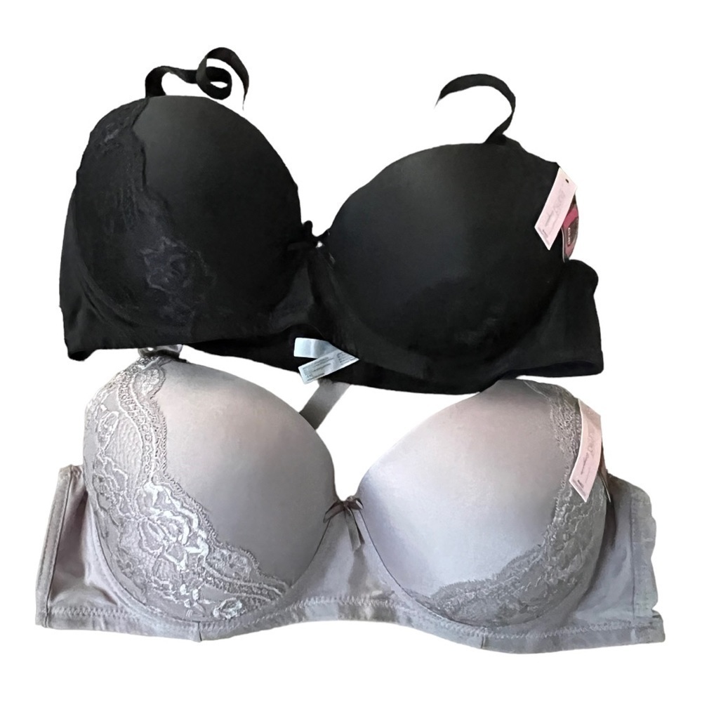 Mamia lingerie 44D Bras gray‎ and black set of 2 NWT